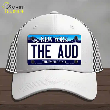 The Aud NY Blue Novelty License Plate Hat Tag Mesh / White