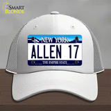 Allen 17 NY Blue Novelty License Plate Hat Tag Mesh / White