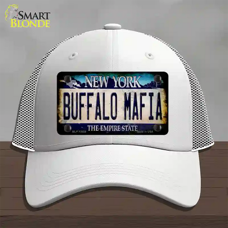 Buffalo Mafia NY Blue Rusty Novelty License Plate Hat Tag Mesh / White