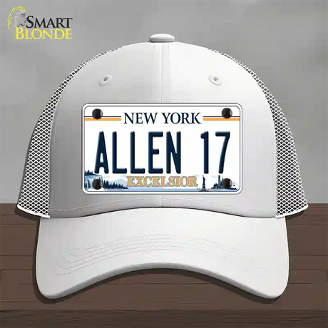 Allen 17 NY Excelsior Novelty License Plate Hat Tag Mesh / White