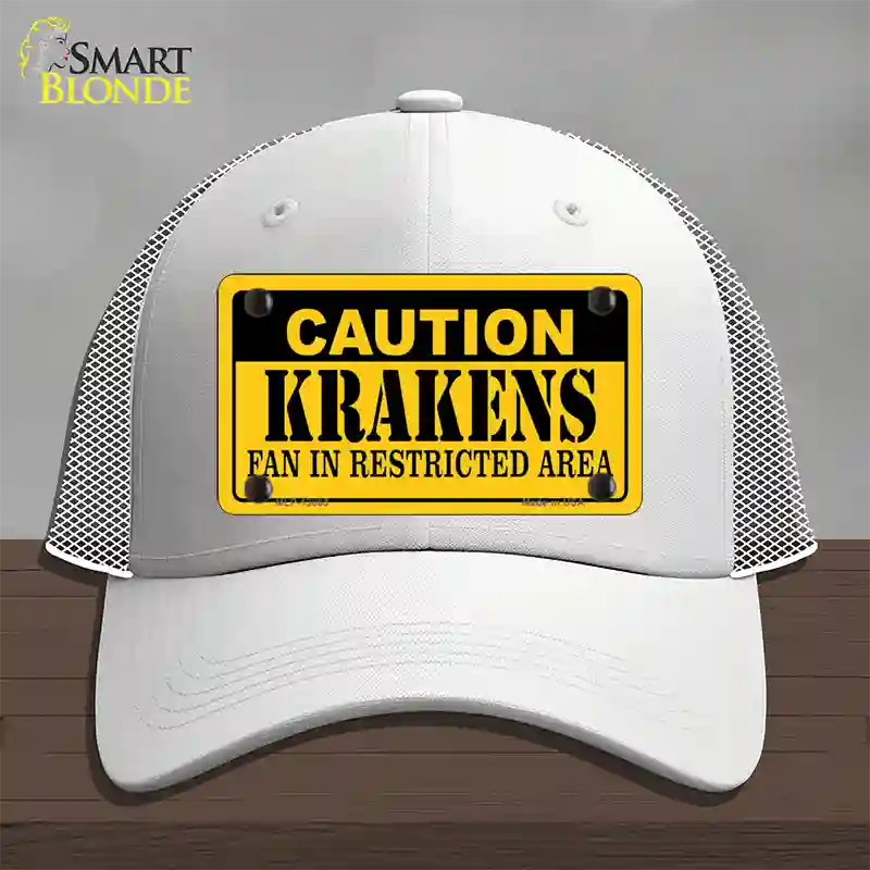 Caution Krakens Novelty License Plate Hat Tag Mesh / White