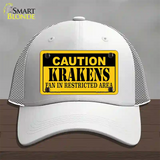 Caution Krakens Novelty License Plate Hat Tag Mesh / White