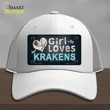 This Girl Loves Krakens Novelty License Plate Hat Tag Mesh / White