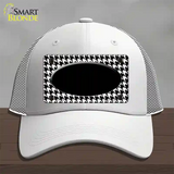 White Black Houndstooth Black Center Oval Novelty License Plate Hat Mesh / White