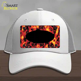 Fire Explosion With Black Center Oval Novelty License Plate Hat Mesh / White