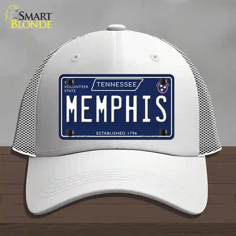 Memphis Tennessee Blue Novelty License Plate Hat Tag Mesh / White