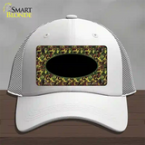 Green Camo Oval With Black Oval Center Novelty License Plate Hat Mesh / White