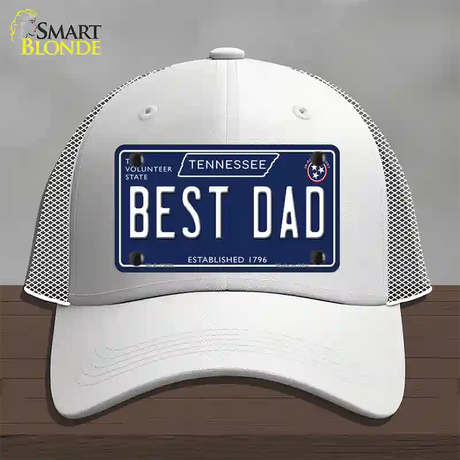 Best Dad Tennessee Blue Novelty License Plate Hat Tag Mesh / White