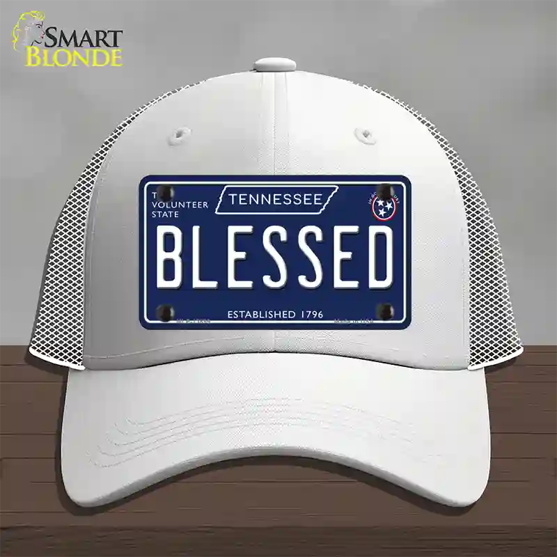 Blessed Tennessee Blue Novelty License Plate Hat Tag Mesh / White