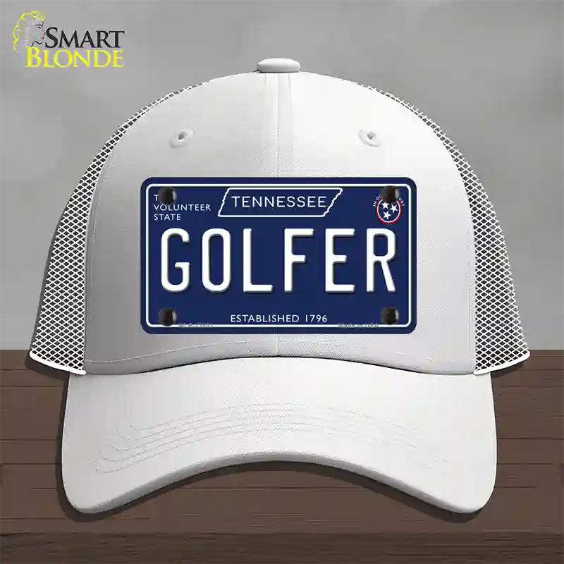 Golfer Tennessee Blue Novelty License Plate Hat Tag Mesh / White