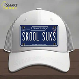 Skool Suks Tennessee Blue Novelty License Plate Hat Tag Mesh / White