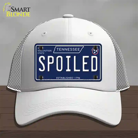 Spoiled Tennessee Blue Novelty License Plate Hat Tag Mesh / White