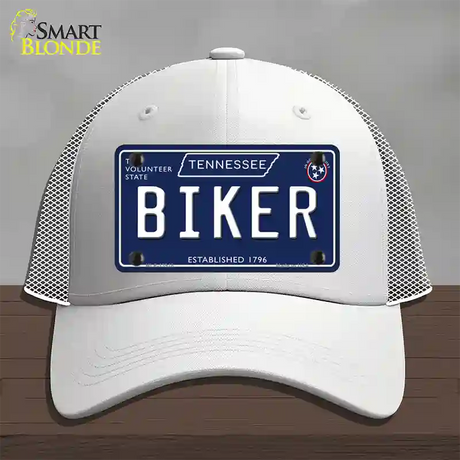 Biker Tennessee Blue Novelty License Plate Hat Tag Mesh / White