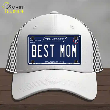 Best Mom Tennessee Blue Novelty License Plate Hat Tag Mesh / White