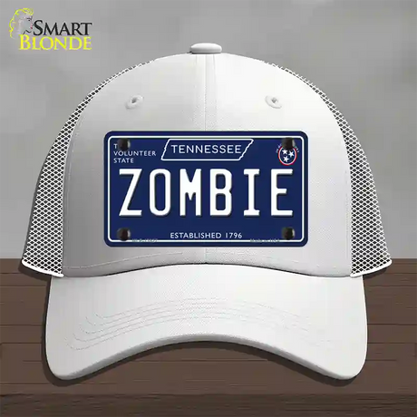 Zombie Tennessee Blue Novelty License Plate Hat Tag Mesh / White