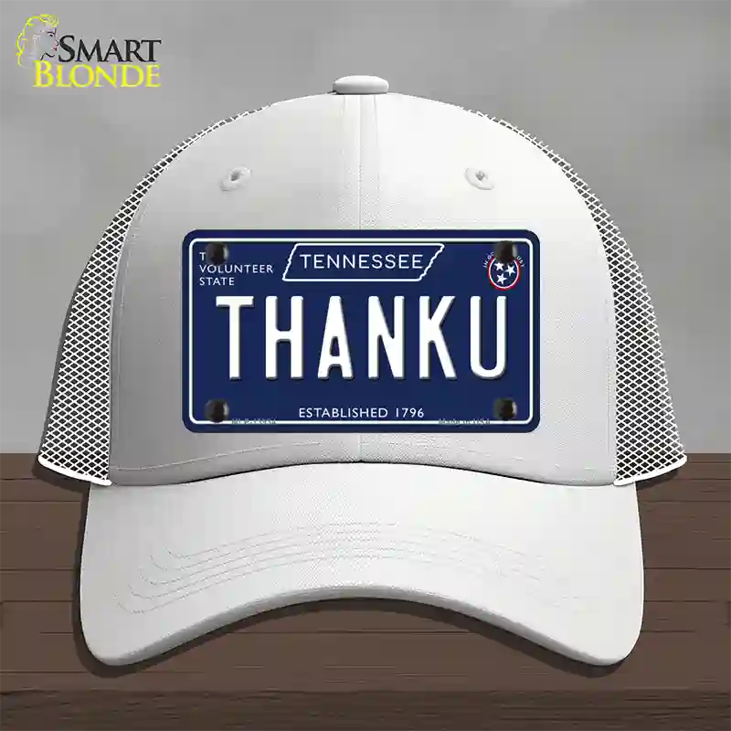 Thank U Tennessee Blue Novelty License Plate Hat Tag Mesh / White