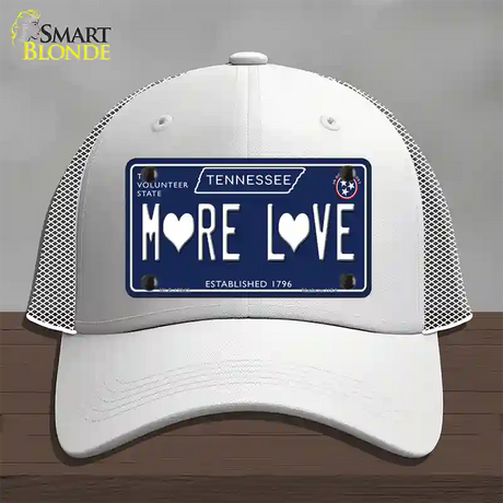 More Love Hearts Tennessee Blue Novelty License Plate Hat Tag Mesh / White