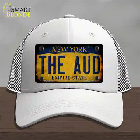 The Aud New York Yellow Novelty License Plate Hat Tag Mesh / White