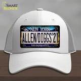 Allen Diggs 21 NY Blue Novelty License Plate Hat Tag Mesh / White