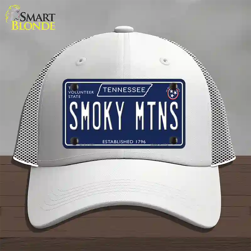 Smoky Mtns Tennessee Blue Novelty License Plate Hat Tag Mesh / White