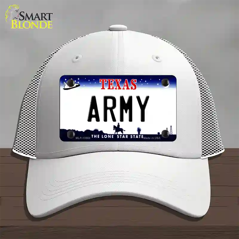 Texas Army Novelty License Plate Hat Tag Mesh / White