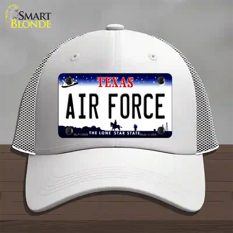 Texas Air Force Novelty License Plate Hat Tag Mesh / White