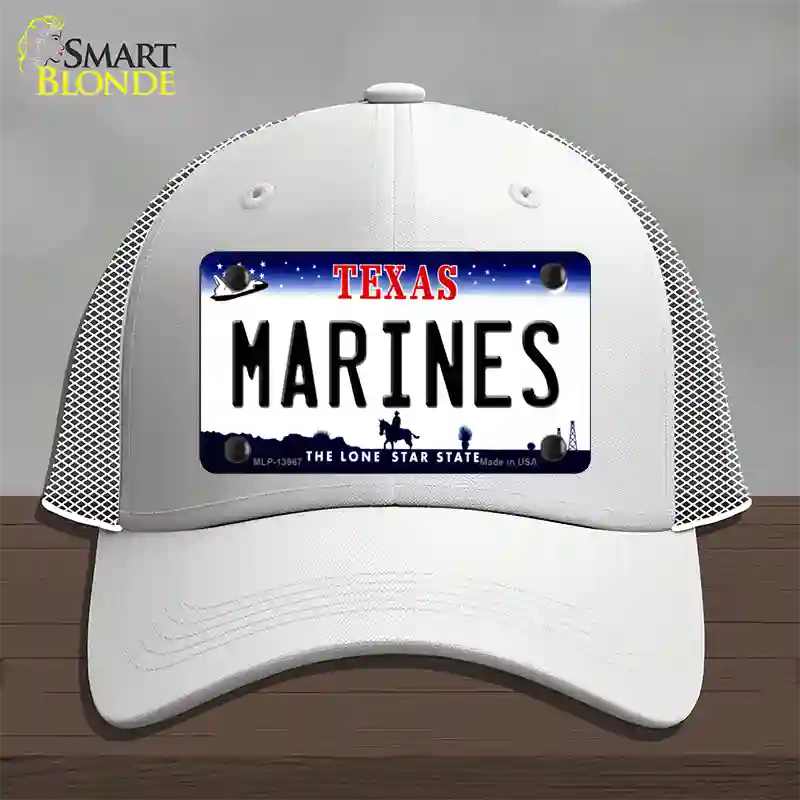 Texas Marines Novelty License Plate Hat Tag Mesh / White