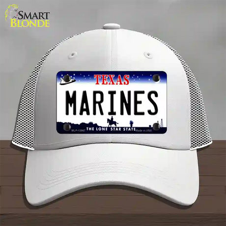 Texas Marines Novelty License Plate Hat Tag Mesh / White