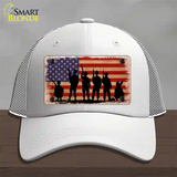 Military Soldiers American Flag Novelty License Plate Hat Tag Mesh / White