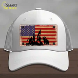 Grunge American Flag with Soldiers Novelty License Plate Hat Tag Mesh / White