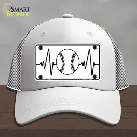 Baseball Heart Beat Novelty License Plate Hat Tag Mesh / White