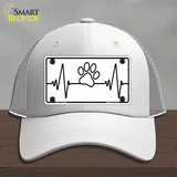 Paw Print Heart Beat Novelty License Plate Hat Tag Mesh / White