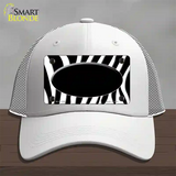 Black White Zebra Center Oval Novelty License Plate Hat Mesh / White