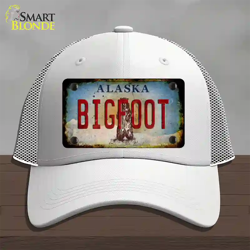 Bigfoot Alaska Novelty License Plate Hat Tag Mesh / White