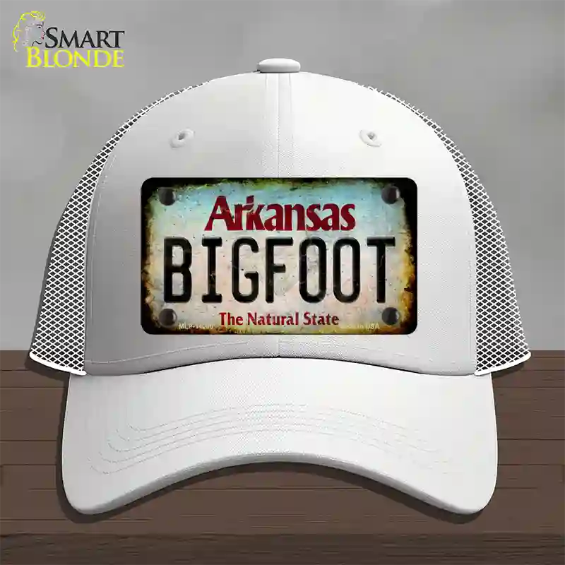 Bigfoot Arkansas Novelty License Plate Hat Tag Mesh / White