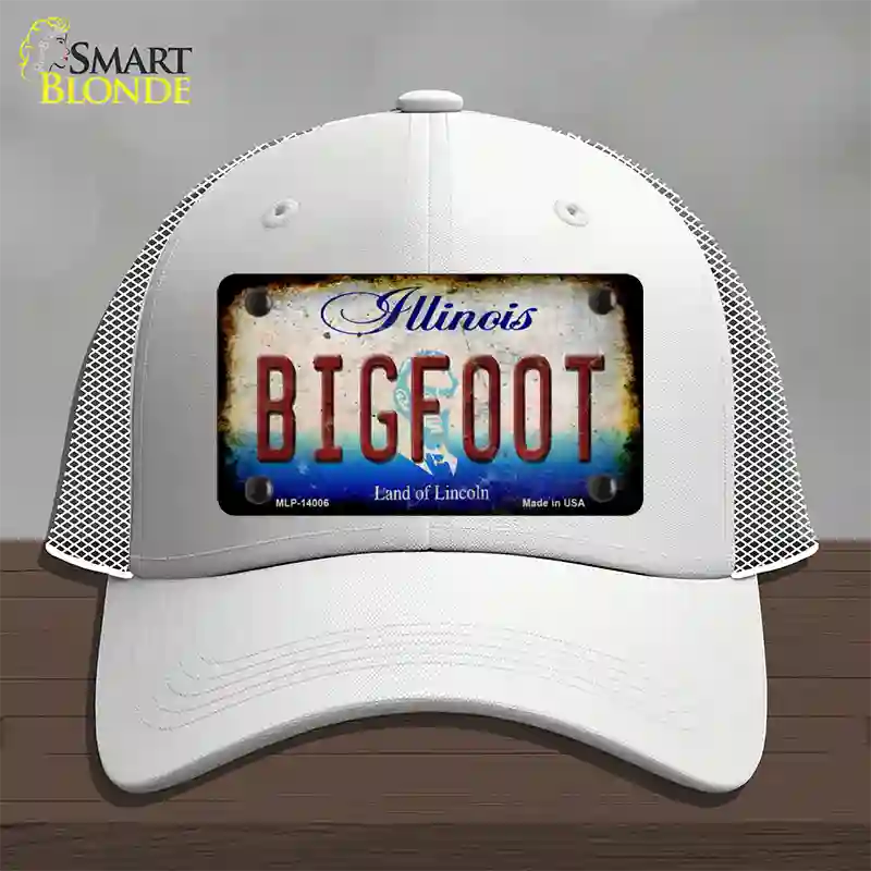 Bigfoot Illinois Novelty License Plate Hat Tag Mesh / White