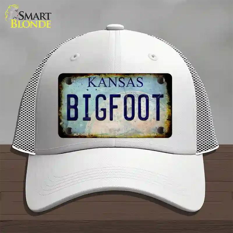 Bigfoot Kansas Novelty License Plate Hat Tag Mesh / White