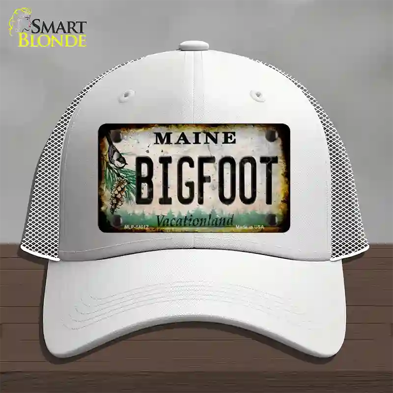 Bigfoot Maine Novelty License Plate Hat Tag Mesh / White