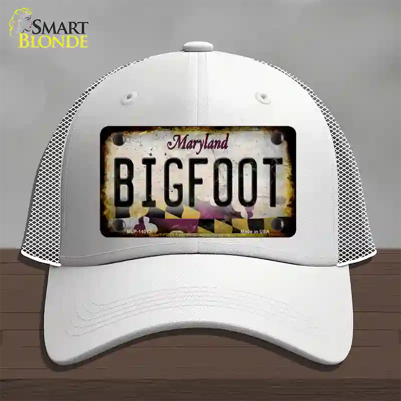 Bigfoot Maryland Novelty License Plate Hat Tag Mesh / White