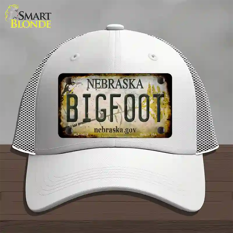 Bigfoot Nebraska Novelty License Plate Hat Tag Mesh / White