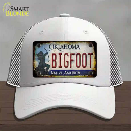 Bigfoot Oklahoma Novelty License Plate Hat Tag Mesh / White