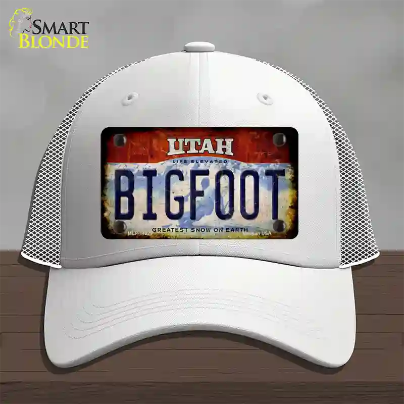 Bigfoot Utah Novelty License Plate Hat Tag Mesh / White