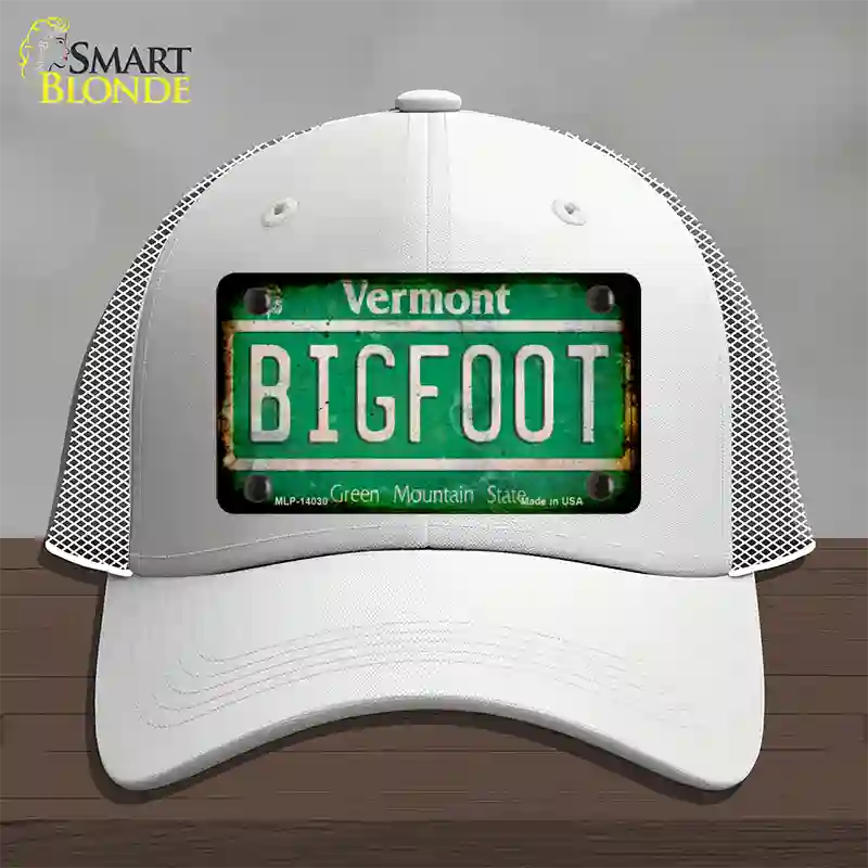 Bigfoot Vermont Novelty License Plate Hat Tag Mesh / White