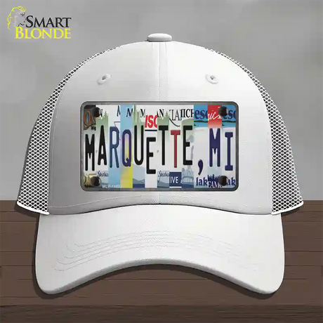 Marquette MI Strip Art Novelty License Plate Hat Tag Mesh / White