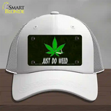 Just Do Weed Leaf Novelty License Plate Hat Mesh / White