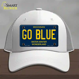 Go Blue Michigan Blue Novelty License Plate Hat Mesh / White