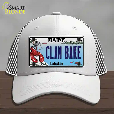 Clam Bake Maine Lobster Novelty License Plate Hat Mesh / White