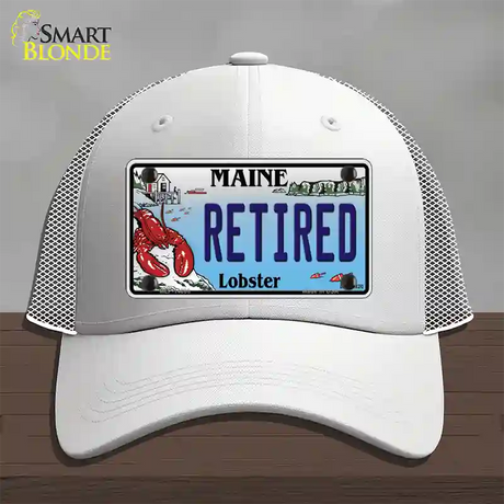 Retired Maine Lobster Novelty License Plate Hat Mesh / White