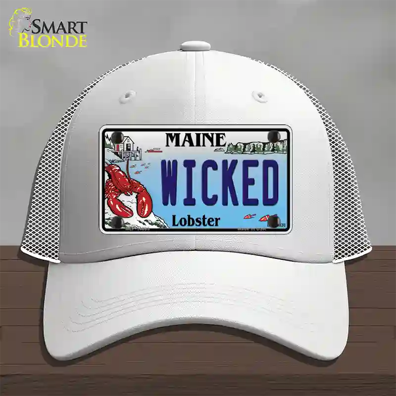 Wicked Maine Lobster Novelty License Plate Hat Mesh / White