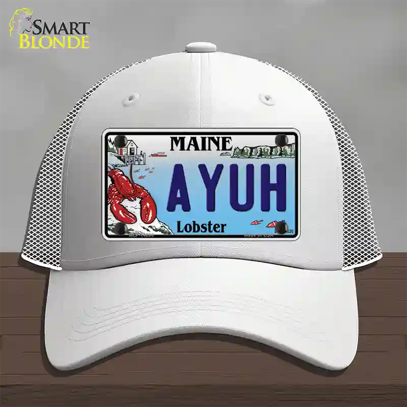 Ayuh Maine Lobster Novelty License Plate Hat Mesh / White